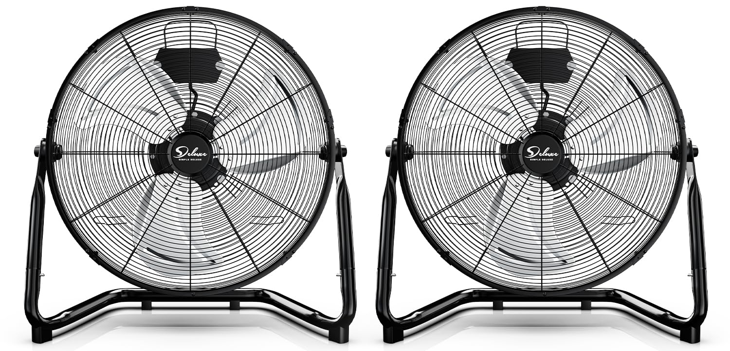 Simple Deluxe vista frontal del ventilador 20" con potente flujo de aire