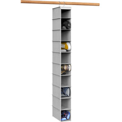 Simple Houseware vista frontal del organizador colgante gris, maximiza espacio