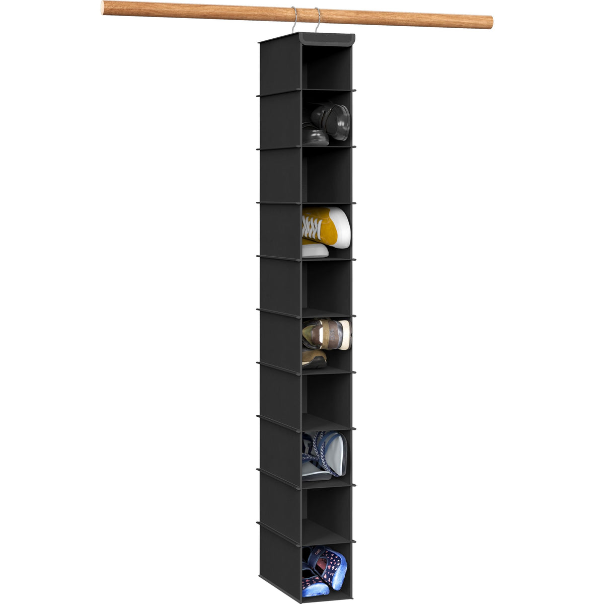 Simple Houseware vista frontal del organizador colgante, maximiza espacio vertical