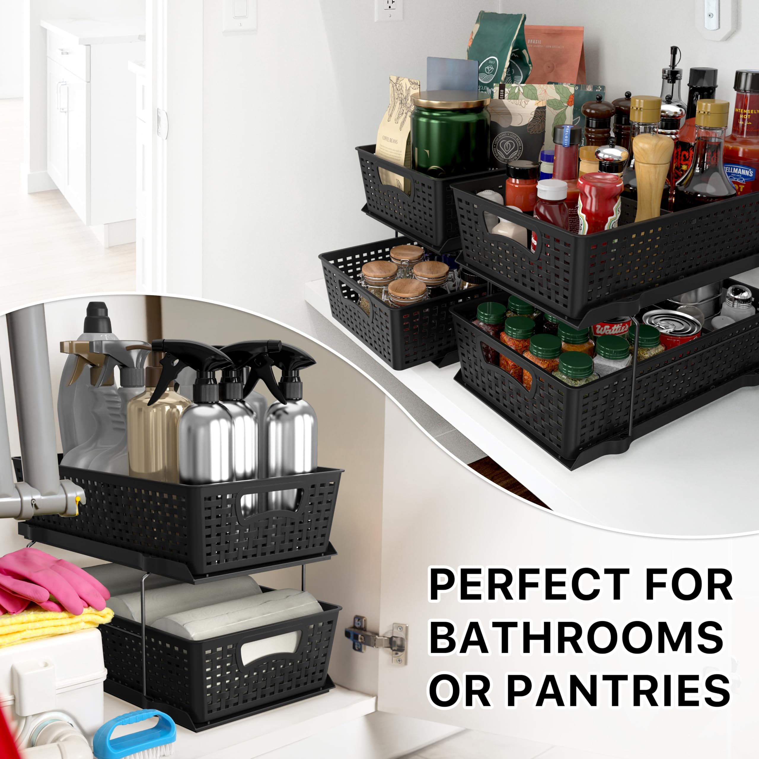 Simple Houseware in kitchen cabinet lifestyle image optimizing small-space storage