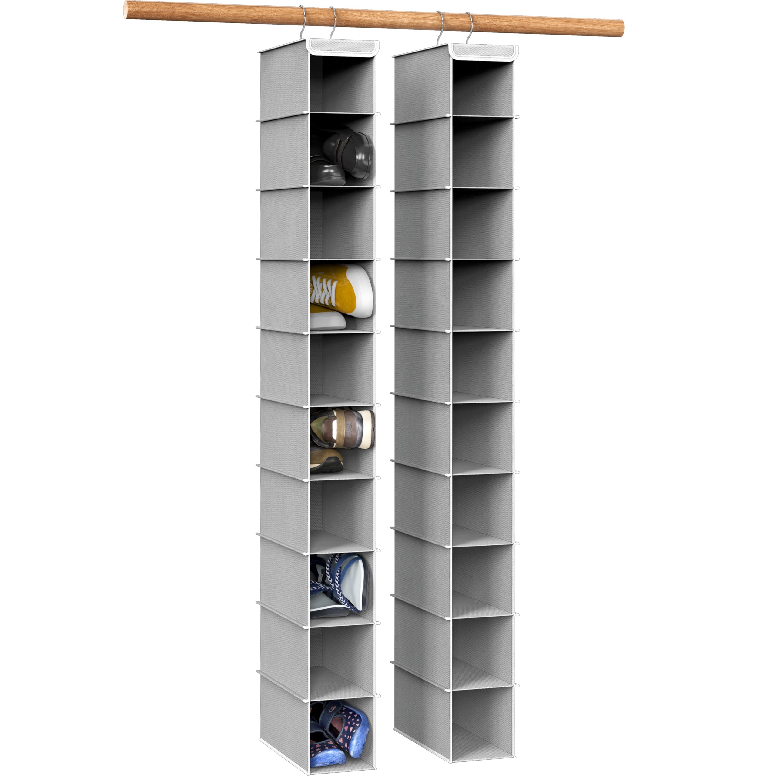 Simple Houseware vista frontal del organizador mostrando 10 cubículos y ahorro de espacio