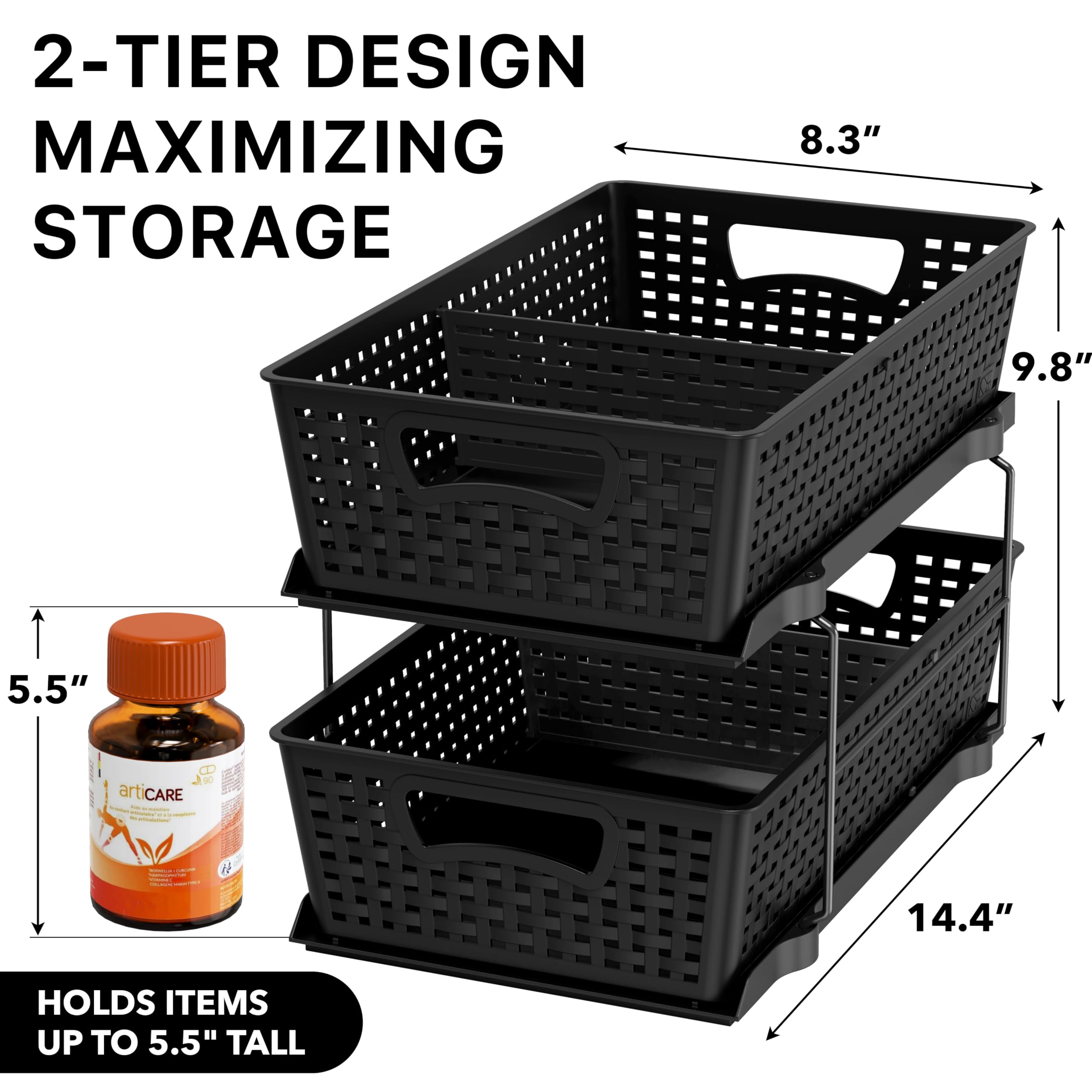Simple Houseware side profile highlighting smooth sliding drawer for quick reach