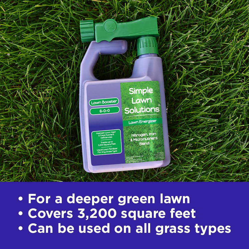 Simple Lawn Solutions empaque lateral con instrucciones claras y uso seguro