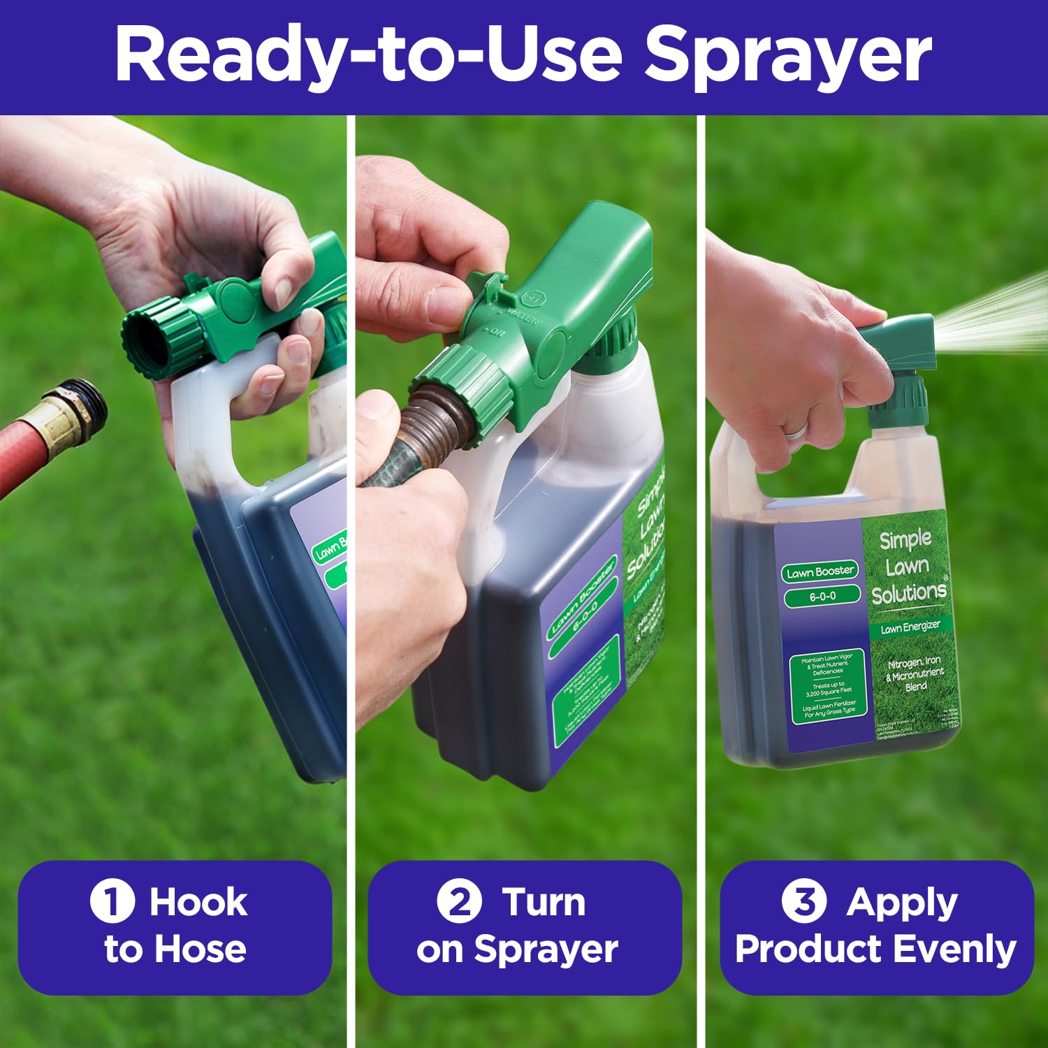 Simple Lawn Solutions rociador conectado listo para aplicar y ahorrar tiempo