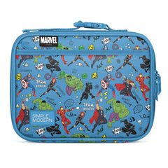 Simple Modern Hadley vista frontal con diseño Marvel Avengers y cierre fácil