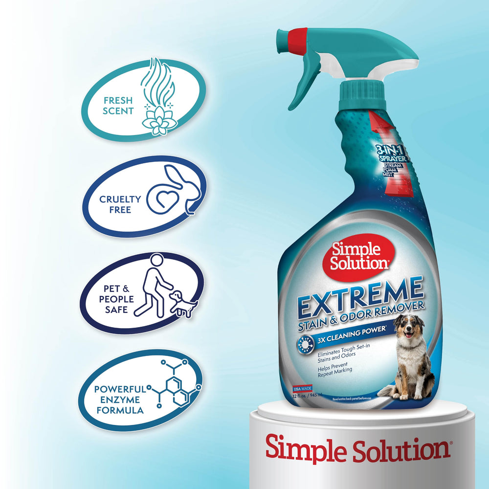 Simple Solution botella 32oz junto a objeto para comparar tamaño y capacidad