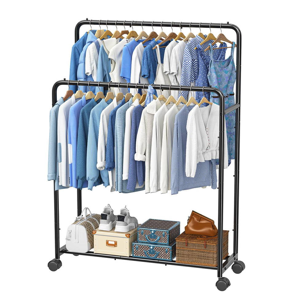 Simple Trending vista frontal del perchero doble para organizar ropa