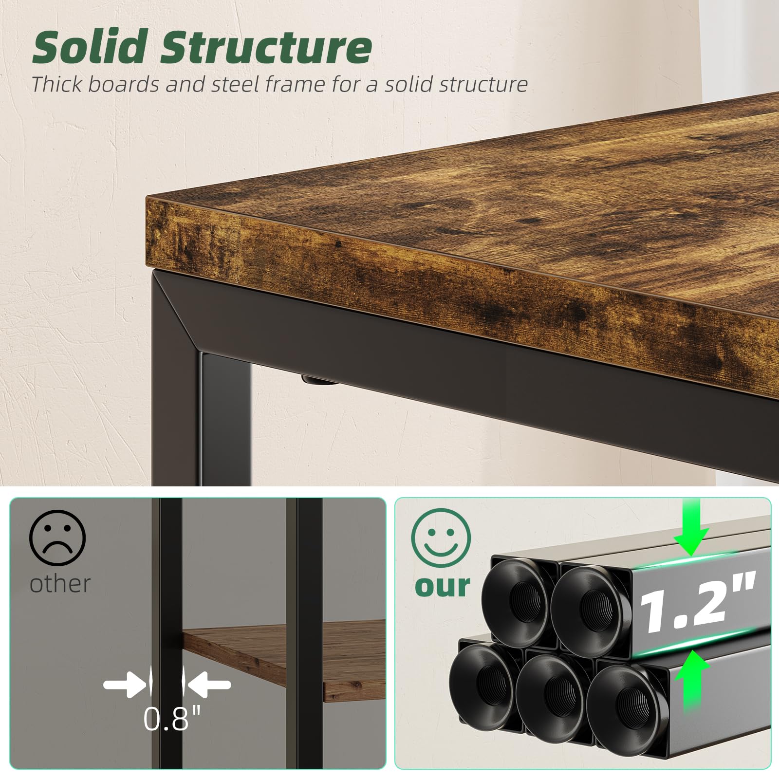 Simple Trending detalle de patas regulables que nivelan la mesa y protegen el suelo