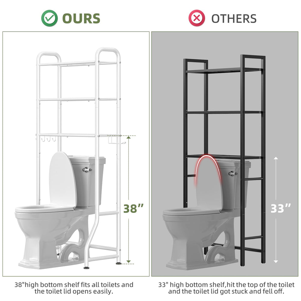 Simple Trending repisas cargadas con productos de baño, almacenamiento vertical eficaz