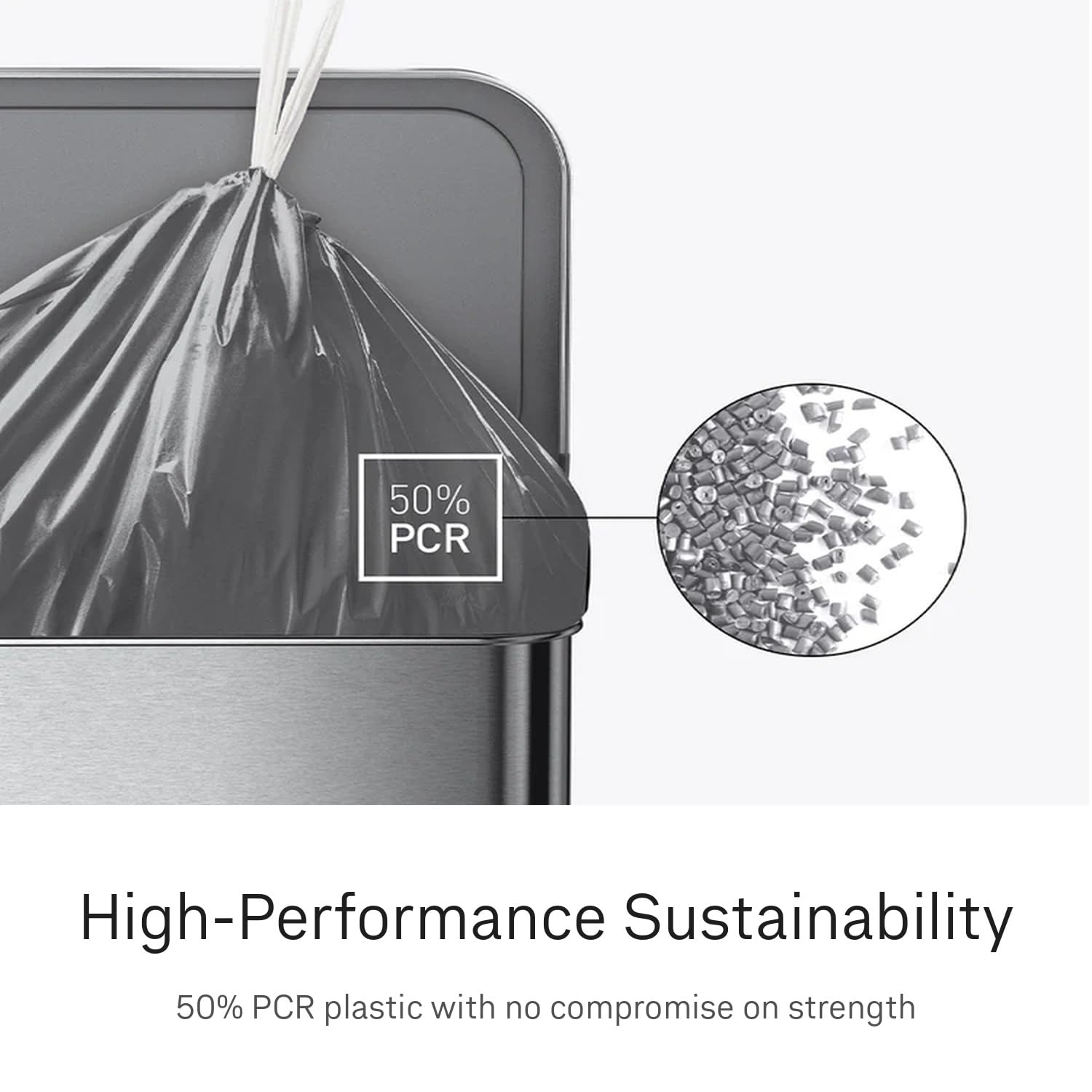 simplehuman bolsa instalada en cubo 30–35 L con ajuste perfecto y limpieza