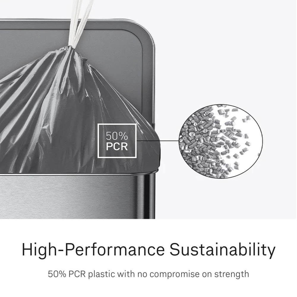 simplehuman bolsa instalada en cubo 30–35 L con ajuste perfecto y limpieza