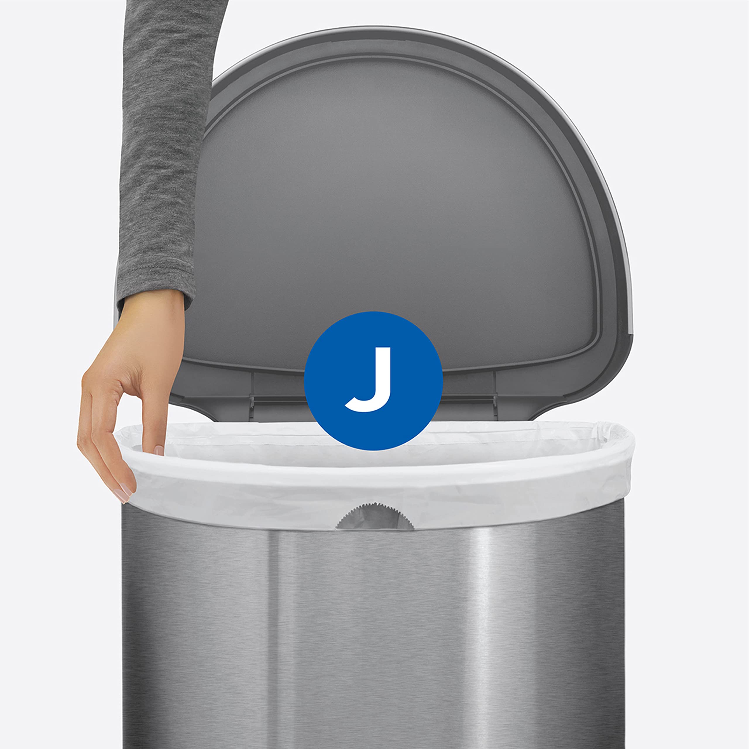 simplehuman bolsa colocada en cubo, cambio limpio y rápido
