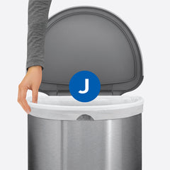 simplehuman bolsa colocada en cubo, cambio limpio y rápido