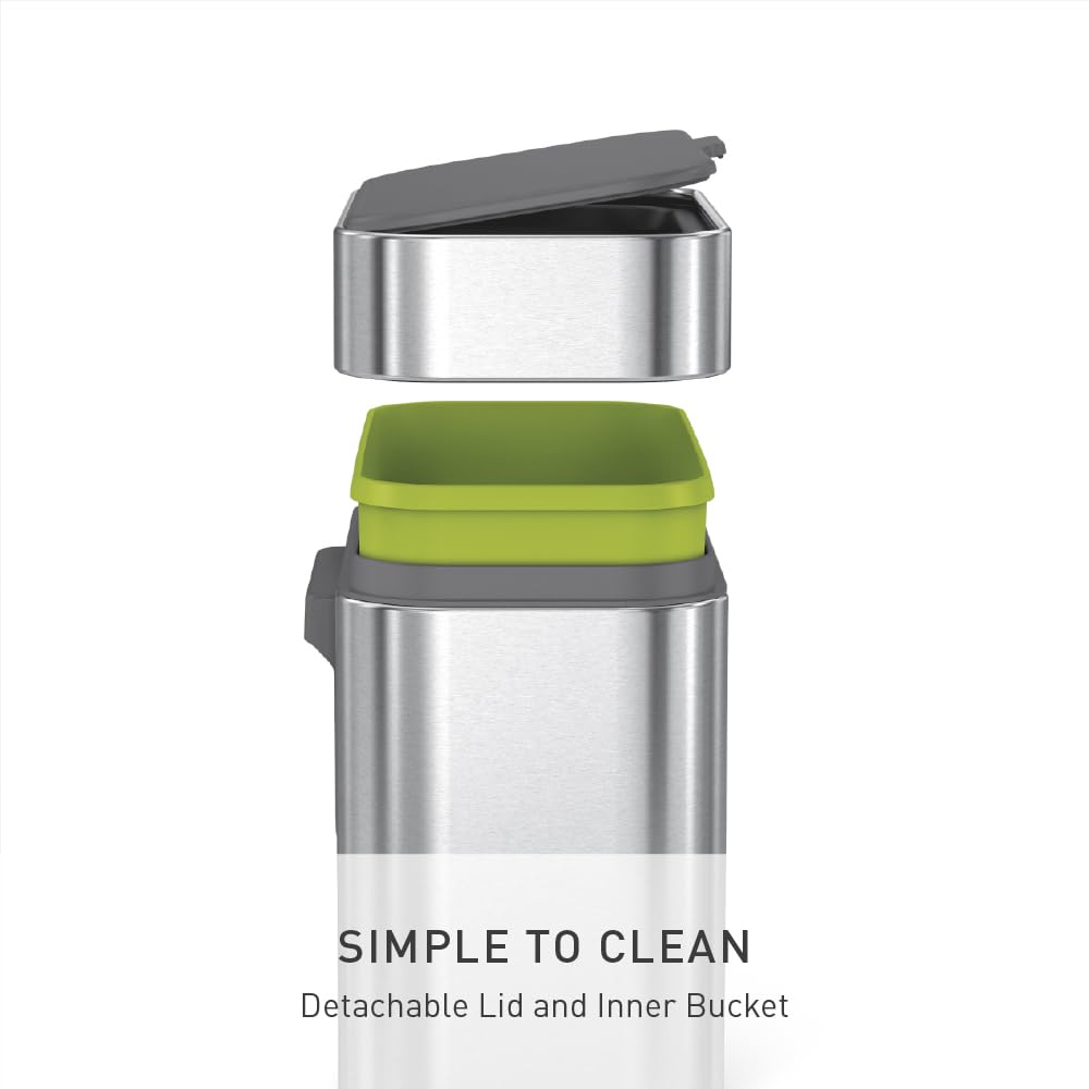 simplehuman caddy acoplado magnéticamente a papelera, ahorro de espacio