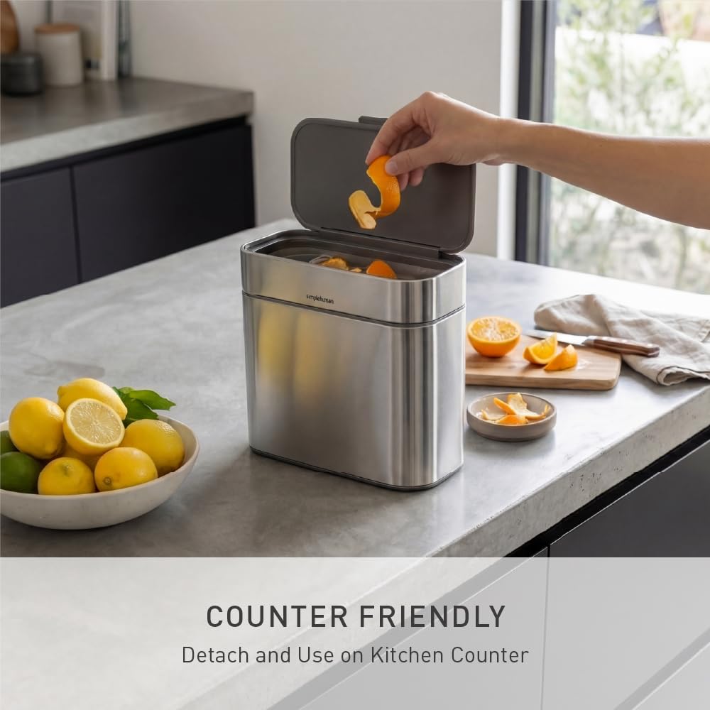 simplehuman cubo interior con asa para vaciado fácil y limpieza rápida