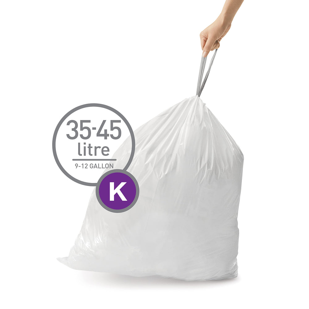 simplehuman primer plano de costura doble que impide filtraciones y rasgaduras