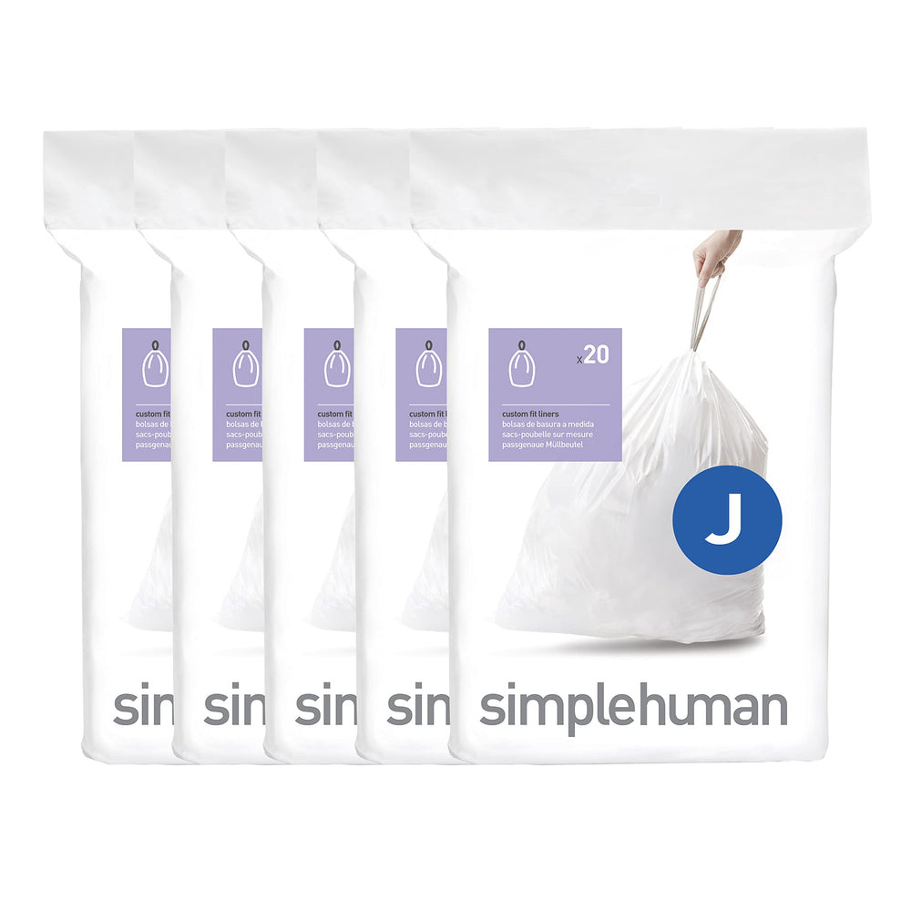 simplehuman empaque frontal mostrando 100 fundas y uso claro