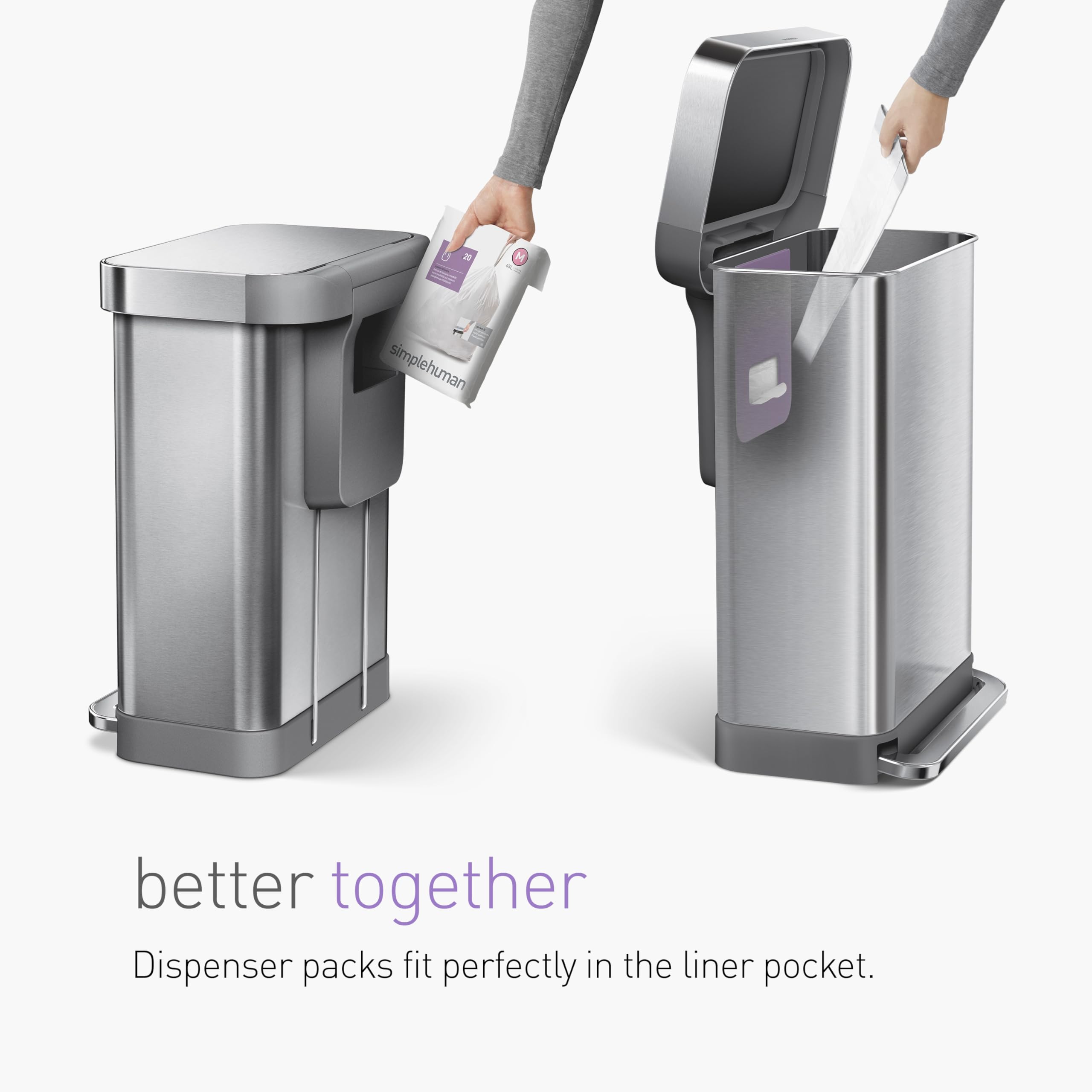 simplehuman entorno de cocina mostrando bolsas Code H y aspecto ordenado