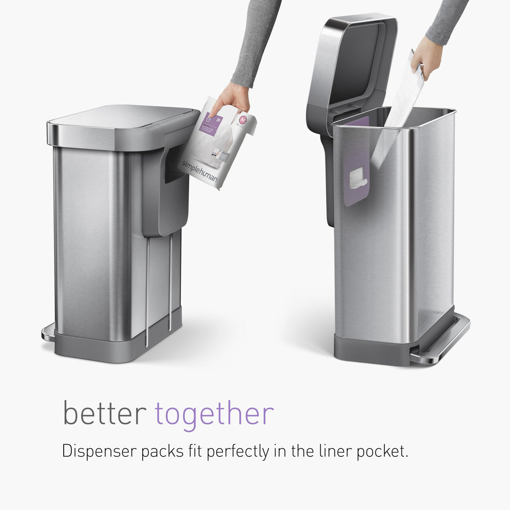 simplehuman entorno de cocina mostrando bolsas Code H y aspecto ordenado