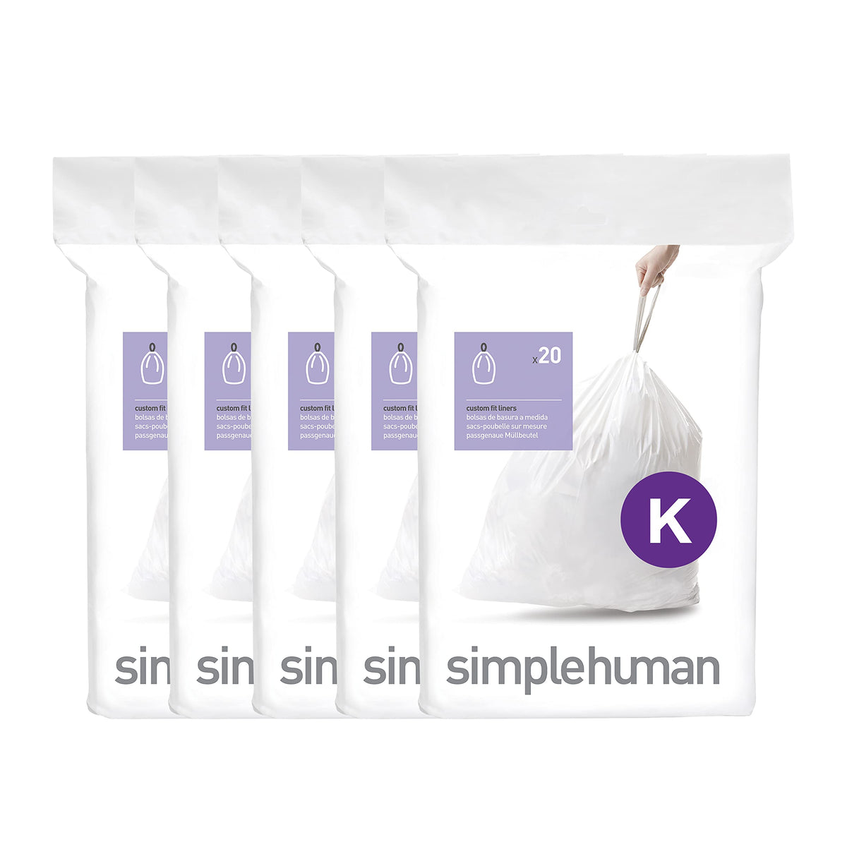 simplehuman paquete frontal de bolsas ajustadas muestra diseño y compatibilidad