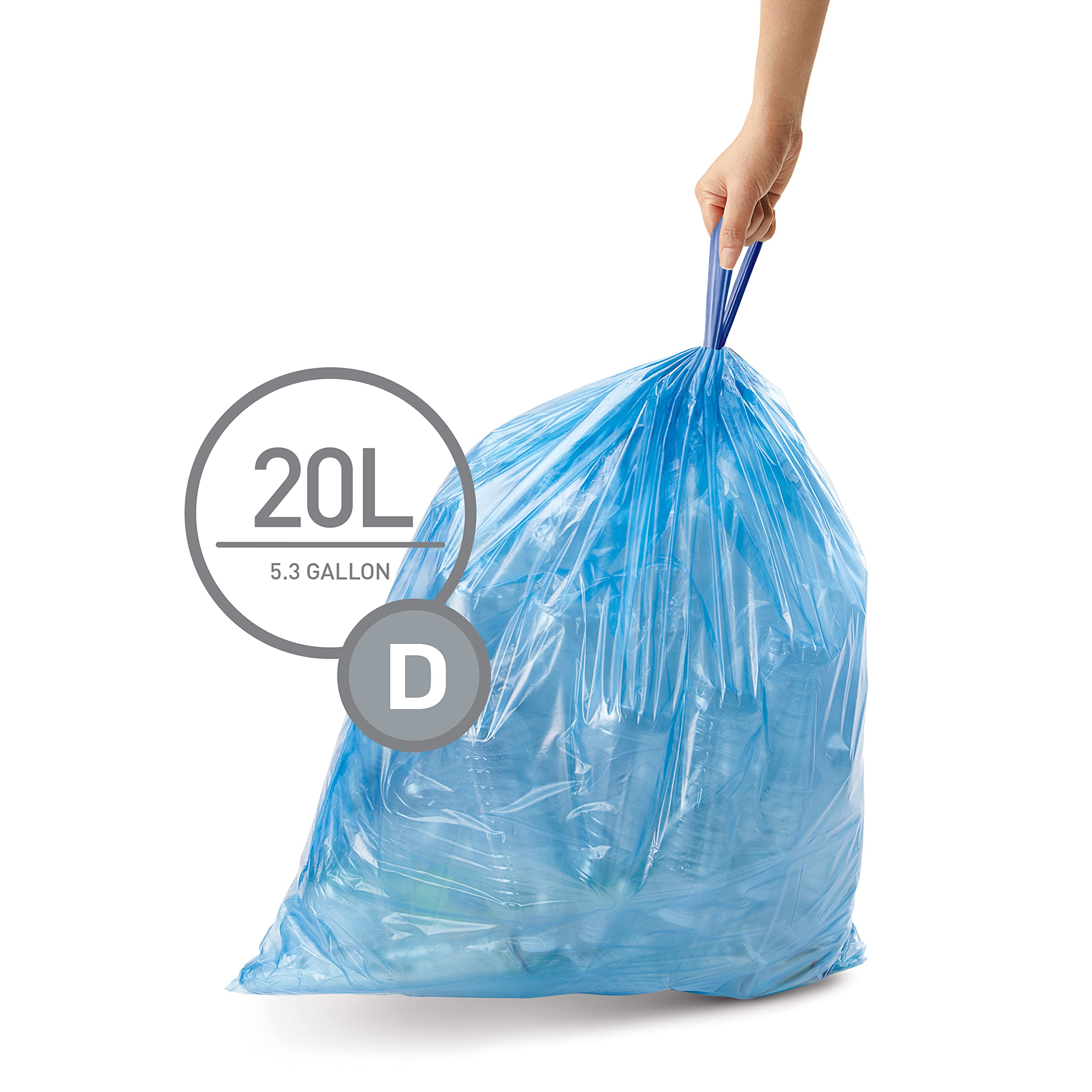 simplehuman primer plano de costura doble y plástico grueso que evita roturas