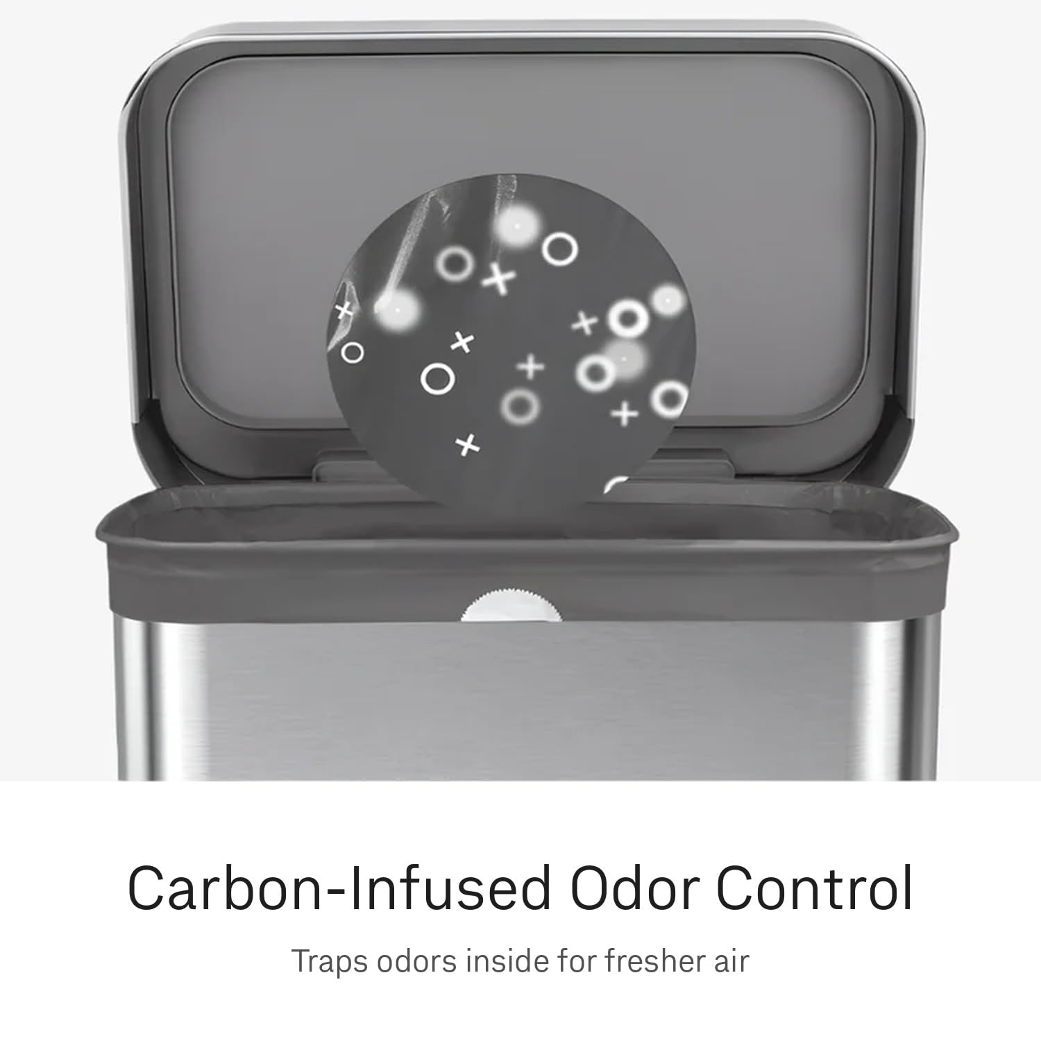 simplehuman primer plano del grosor del plástico que destaca resistencia