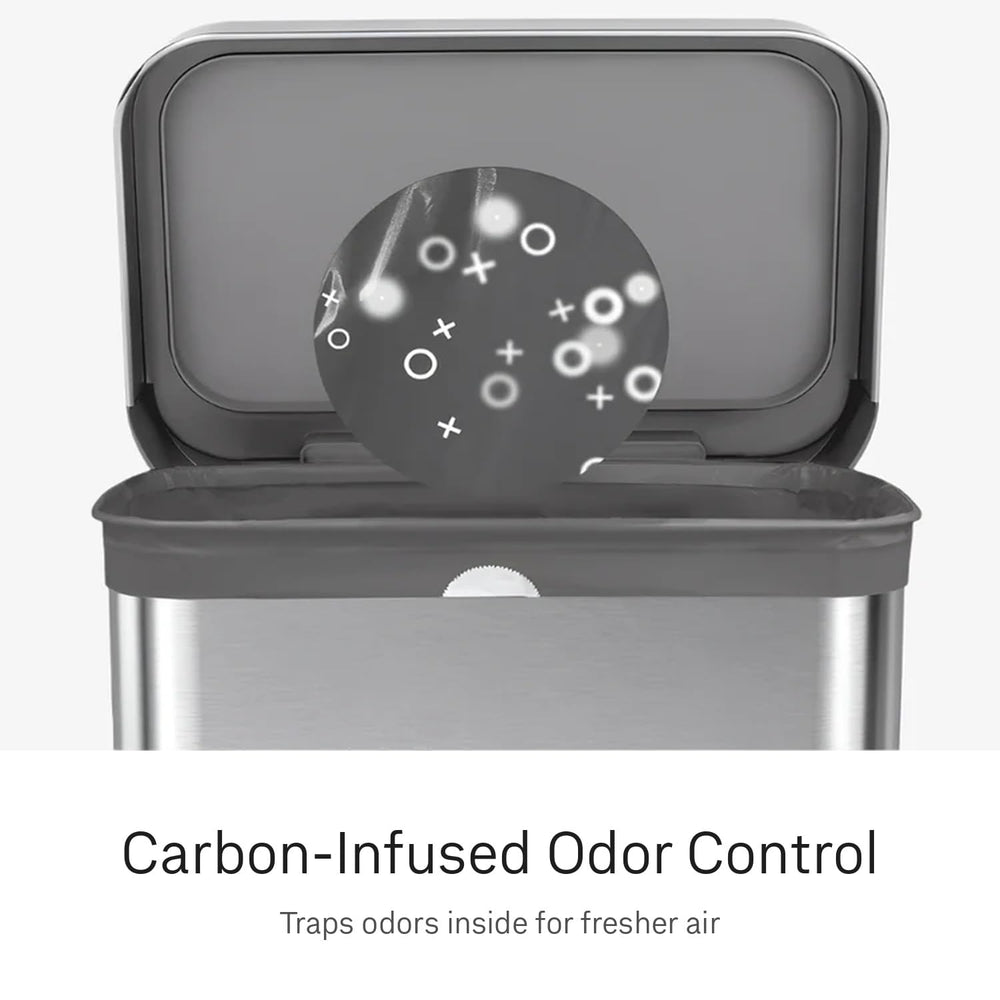 simplehuman primer plano del grosor del plástico que destaca resistencia