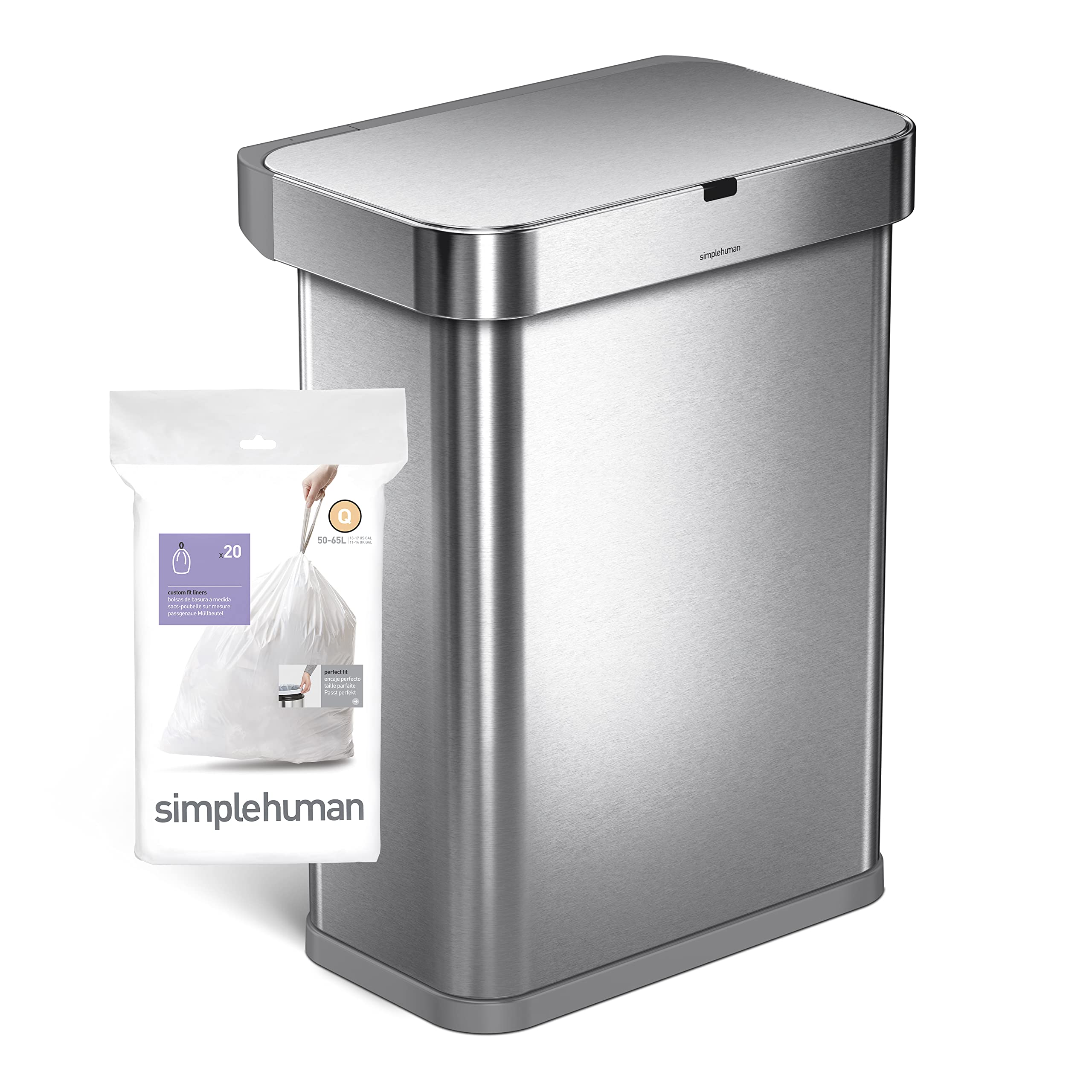 simplehuman bolsa colocada dentro de cubo step demostrando ajuste perfecto