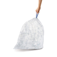 simplehuman bolsa colocada en cubo 6L mostrando extracción uno a uno y reposición rápida