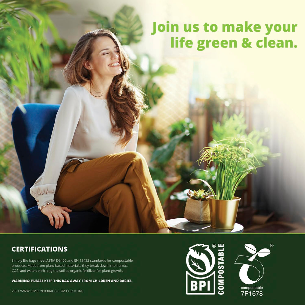 Simply Bio close-up del material PLA PBAT, indica origen vegetal
