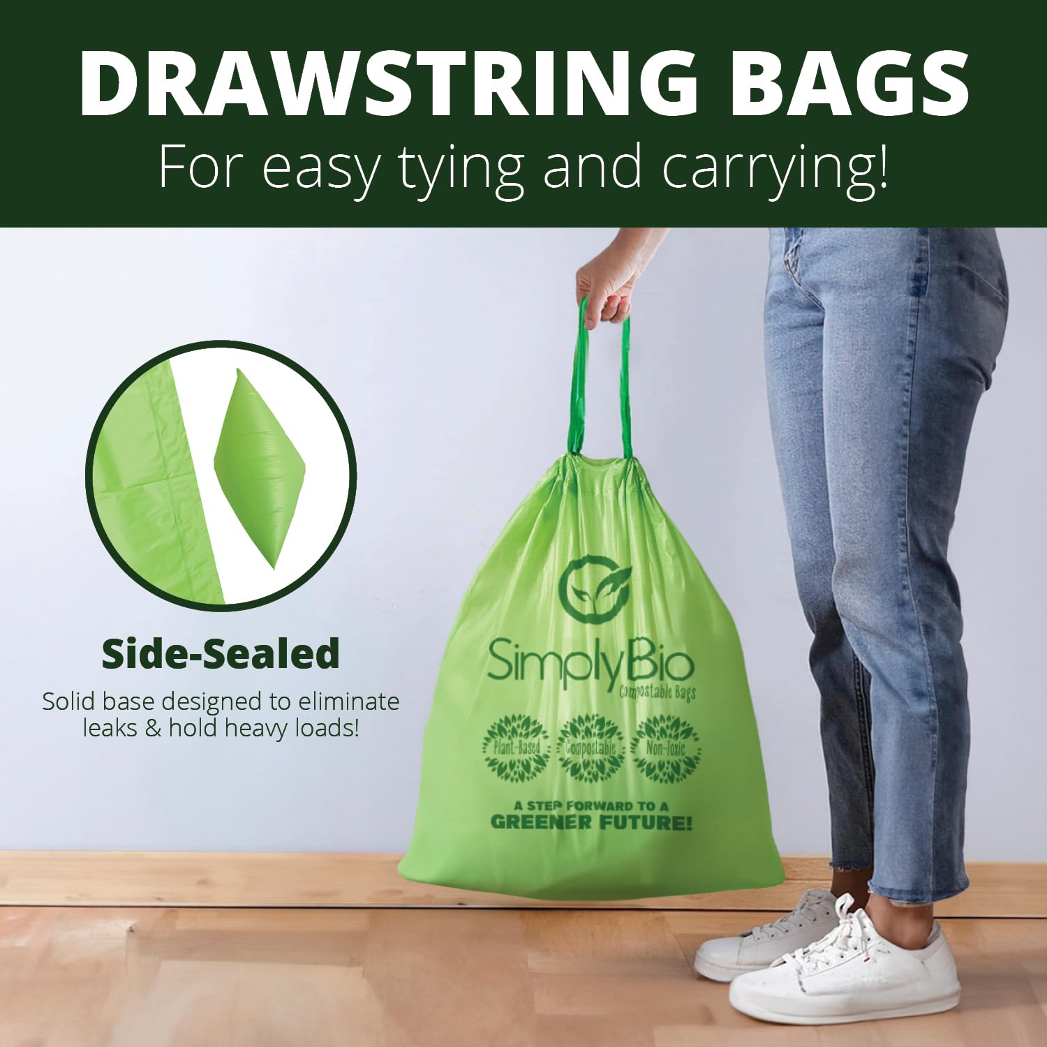 Simply Bio detalle del cordón y textura, ofrece cierre seguro y firme