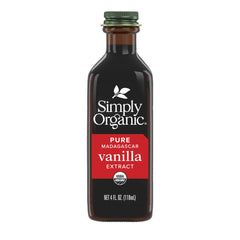 Simply Organic frasco frontal 4 oz mostrando el producto y su uso beneficioso