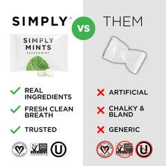 SIMPLY mints en uso sobre mostrador de oficina, detalle limpio para clientes