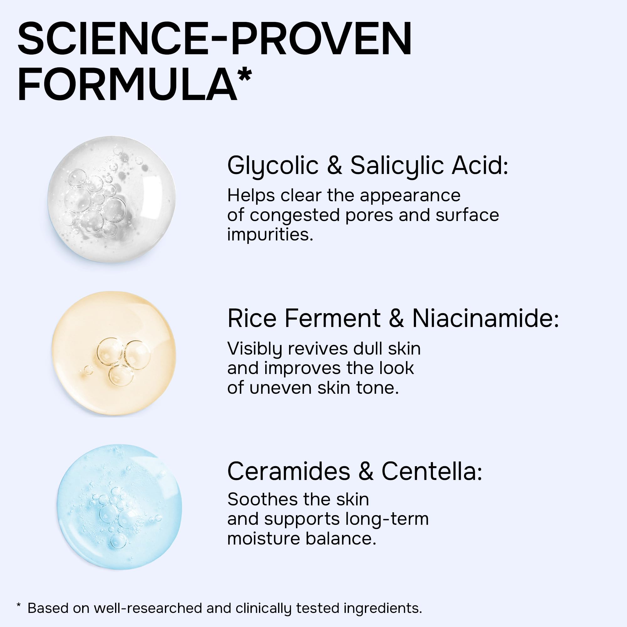 SimplyVital etiqueta con lista de AHA BHA y ingredientes calmantes visibles