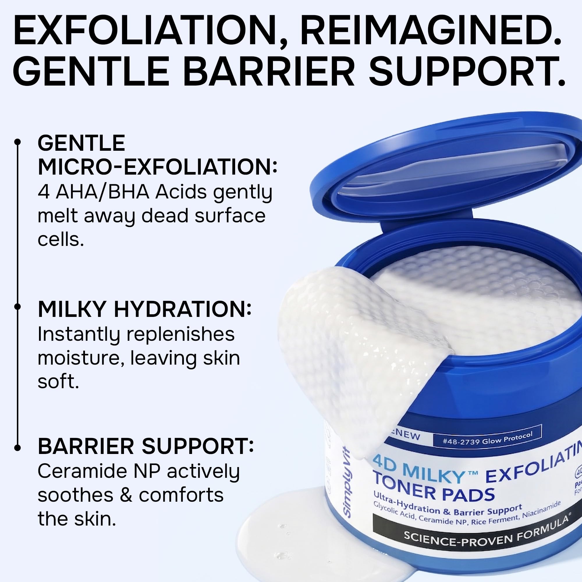 SimplyVital primer plano de la textura del pad que facilita exfoliación eficaz