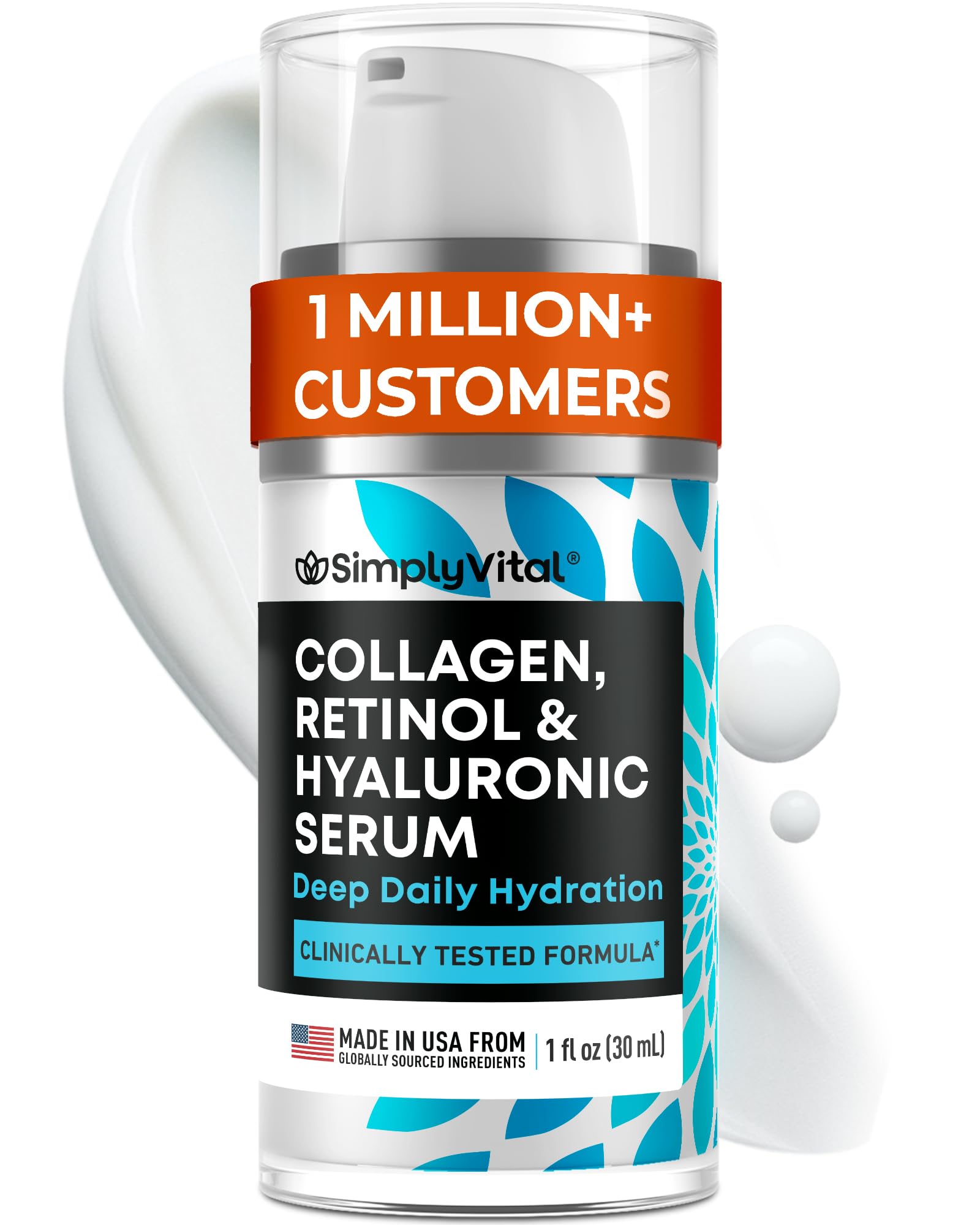 SimplyVital envase frontal del sérum retinol collagen mostrando elegancia y conservación