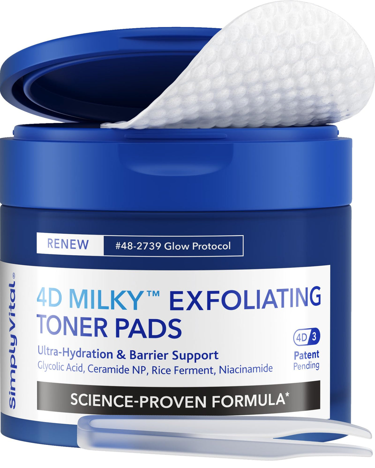 SimplyVital envase frontal mostrando el diseño y 60 pads para uso diario
