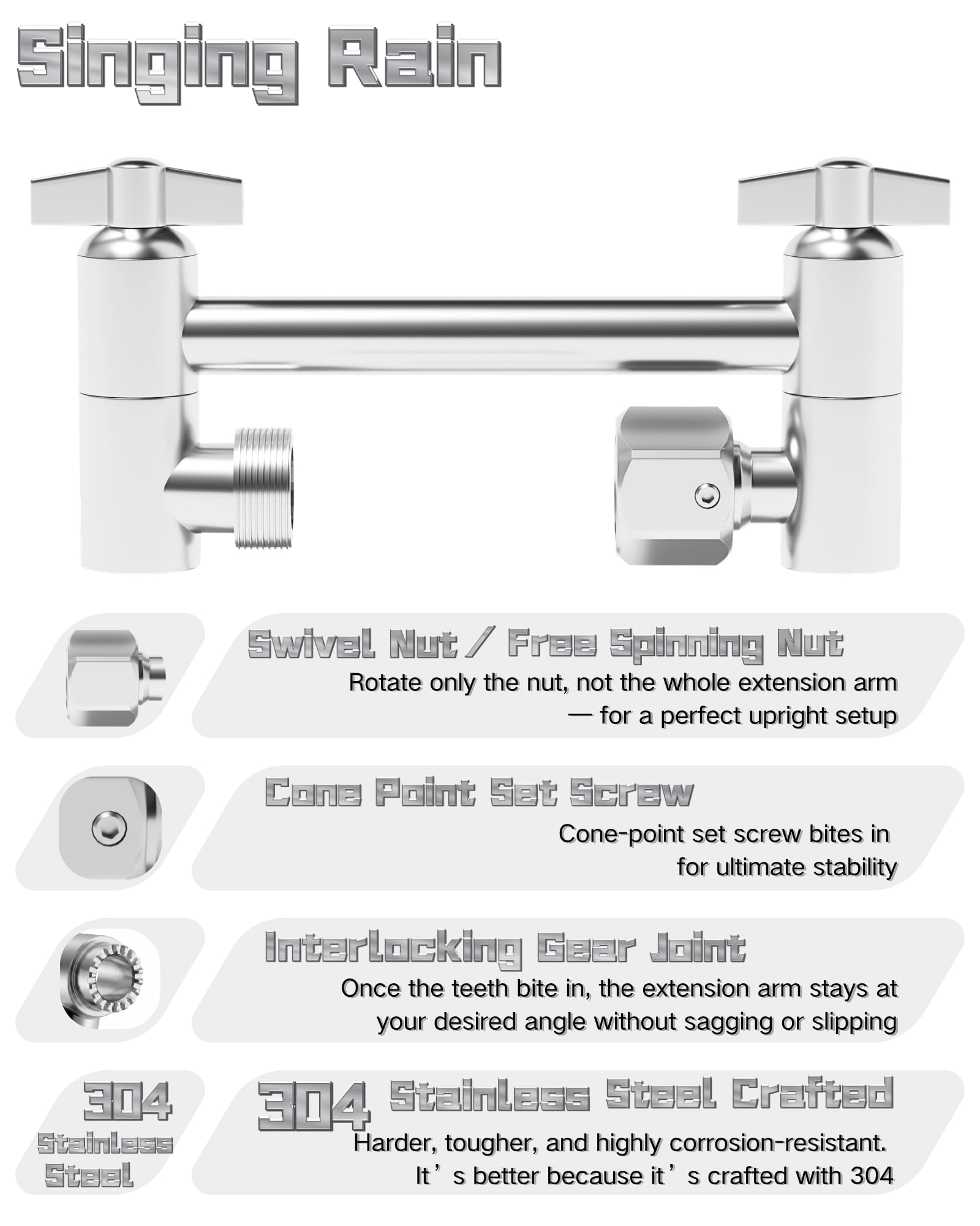 Singing Rain conector G1/2 y rosca universal para compatibilidad fácil