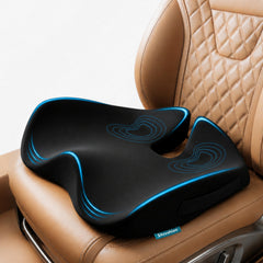 SitCushion vista frontal del cojín mostrando forma y tamaño, soporte inmediato