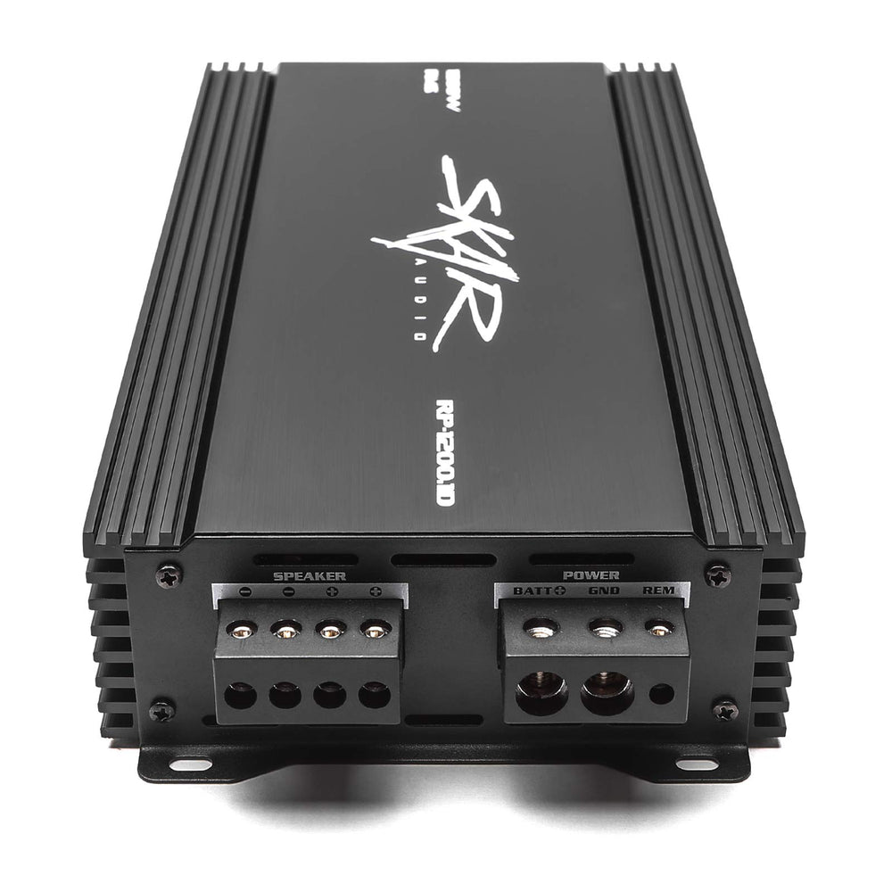 Skar Audio RP-1200.1D terminales de 4 gauge para máxima corriente