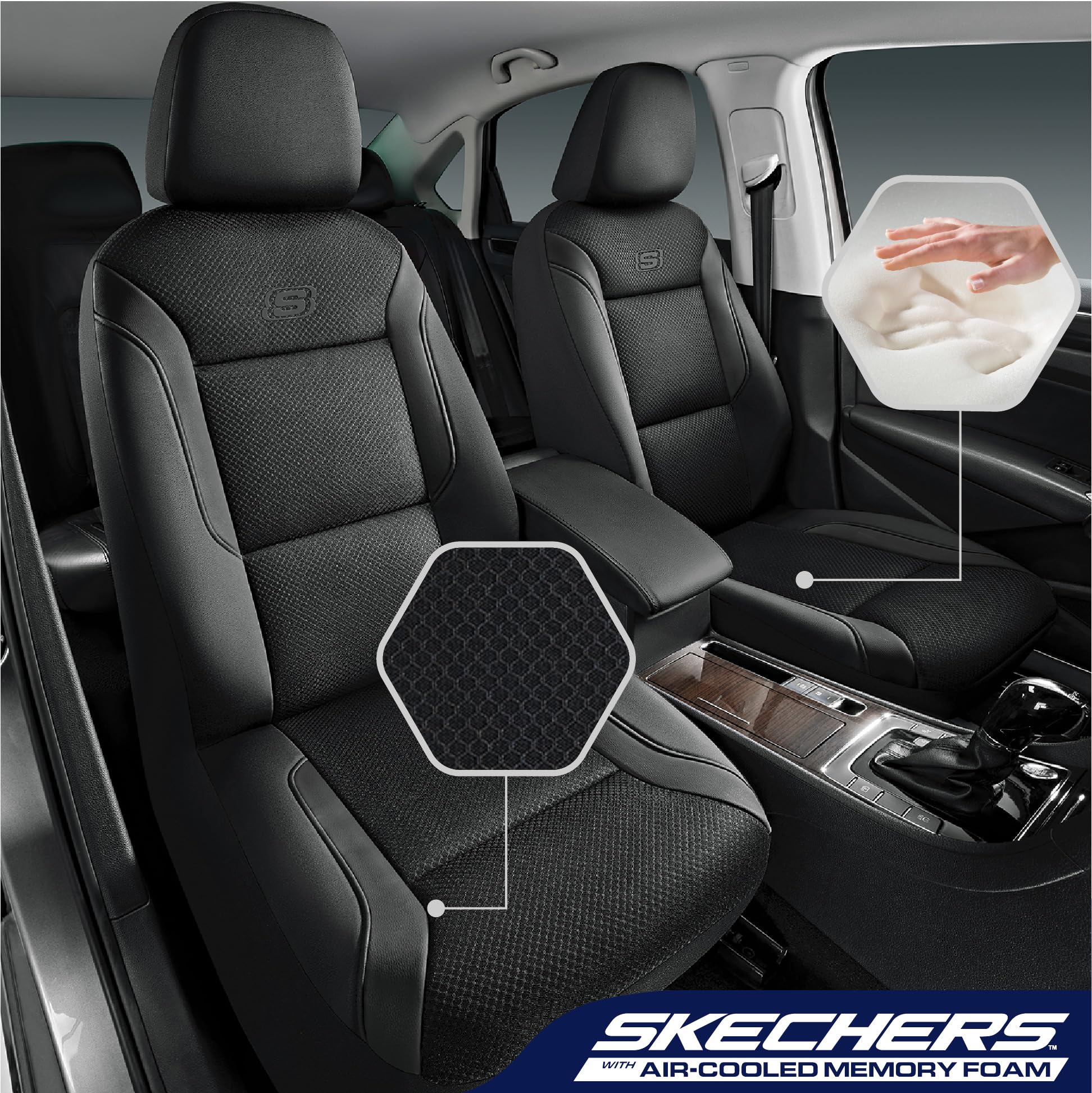 Skechers malla Air Cool detalle, mayor ventilación en asientos