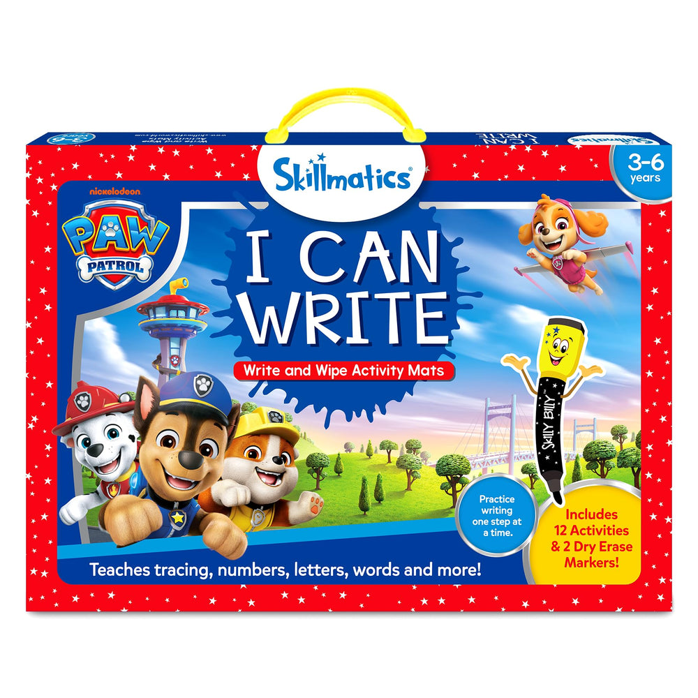 Skillmatics empaque frontal del set PAW Patrol mostrando contenido y atractivo