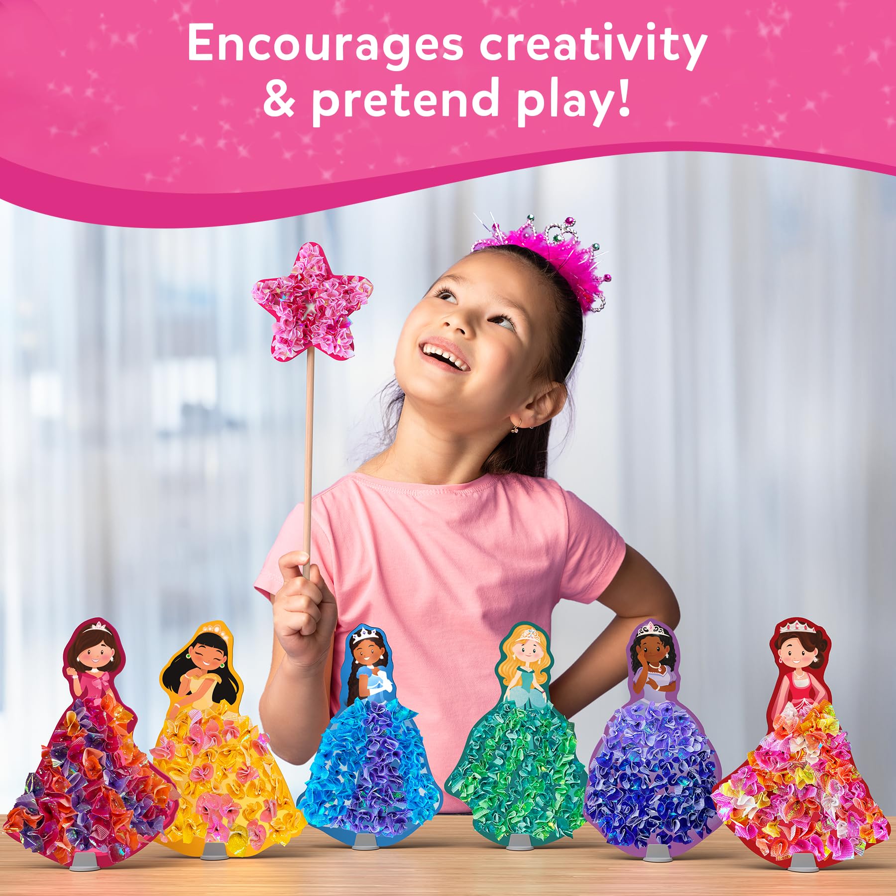 Skillmatics princesas exhibidas en habitación infantil, decorativo y estimulante