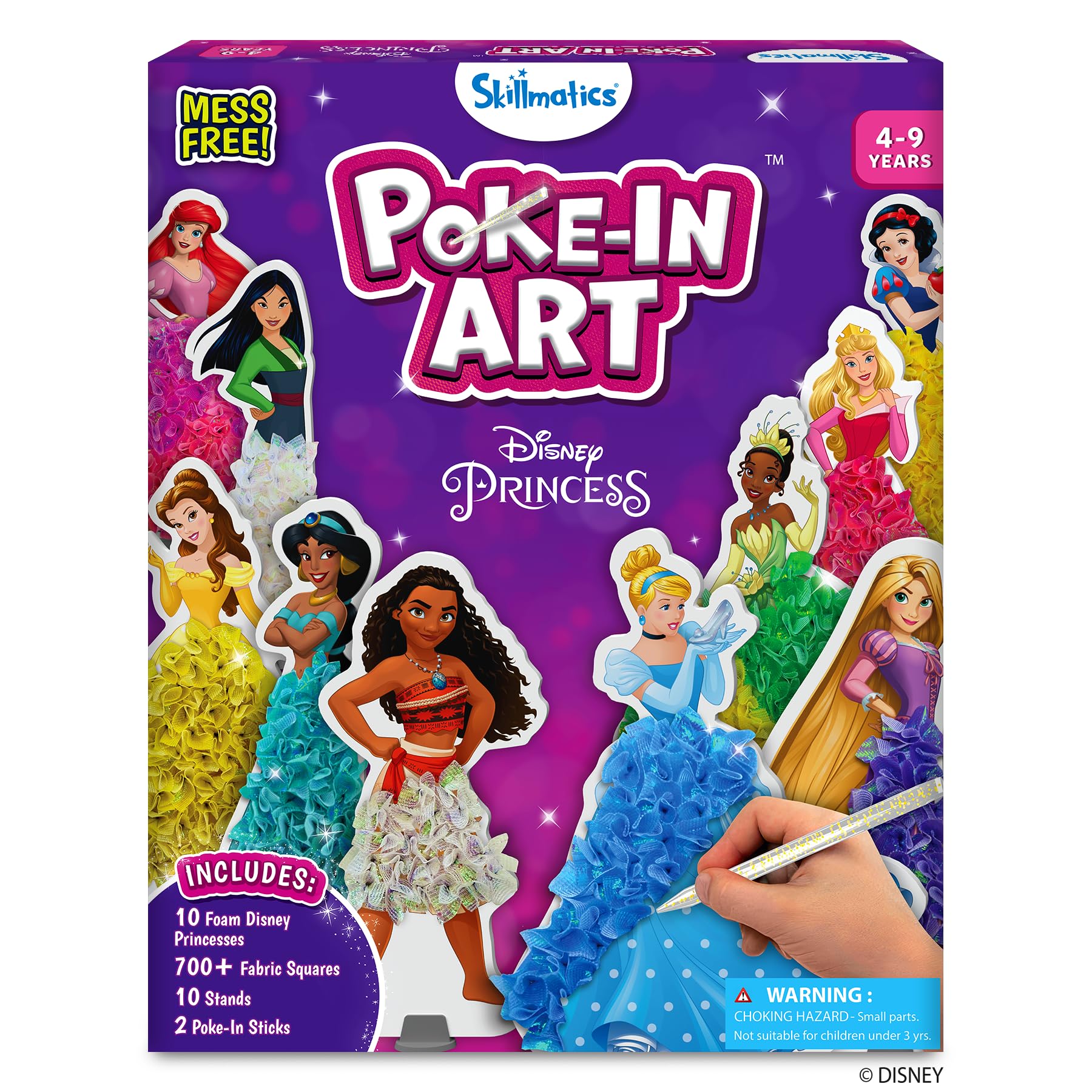 Skillmatics caja frontal del kit Disney Princesses mostrando los componentes y beneficios