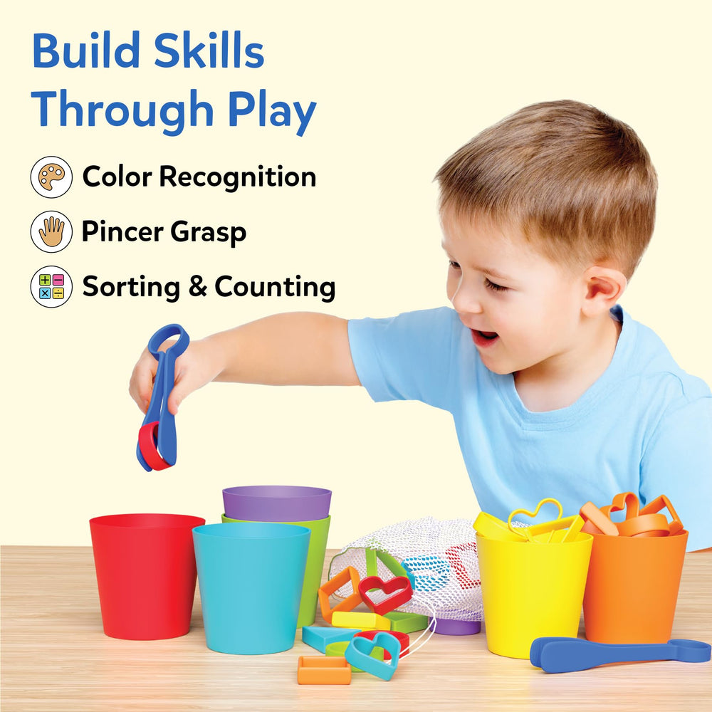 Skillmatics vasos apilables ensamblados, enseña clasificación y orden