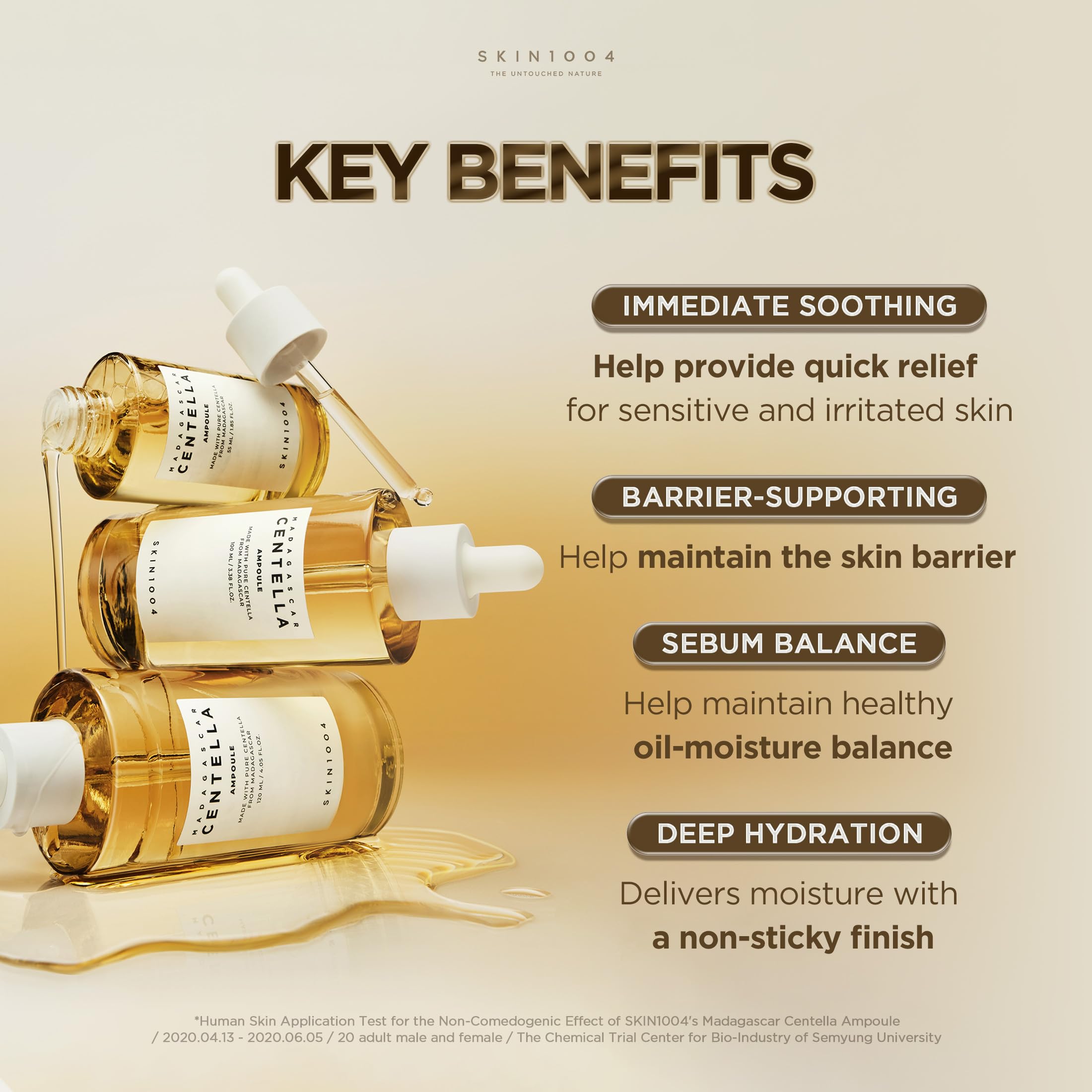 SKIN1004 etiqueta con lista de ingredientes y beneficio calmante