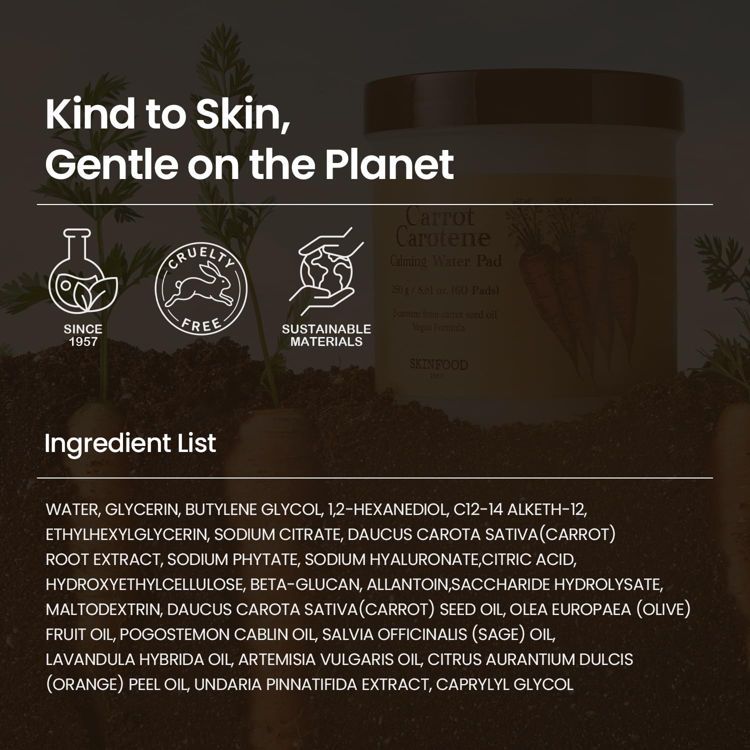 SKINFOOD pads junto a crema y gafas de sol en mesa, ideal para rutinas diarias y viaje