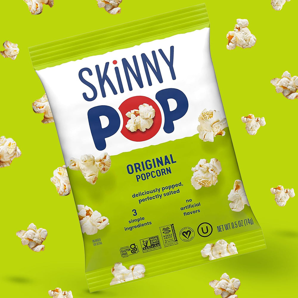party table with SkinnyPop bags arranged for guests, illustrating allergy-aware sharing