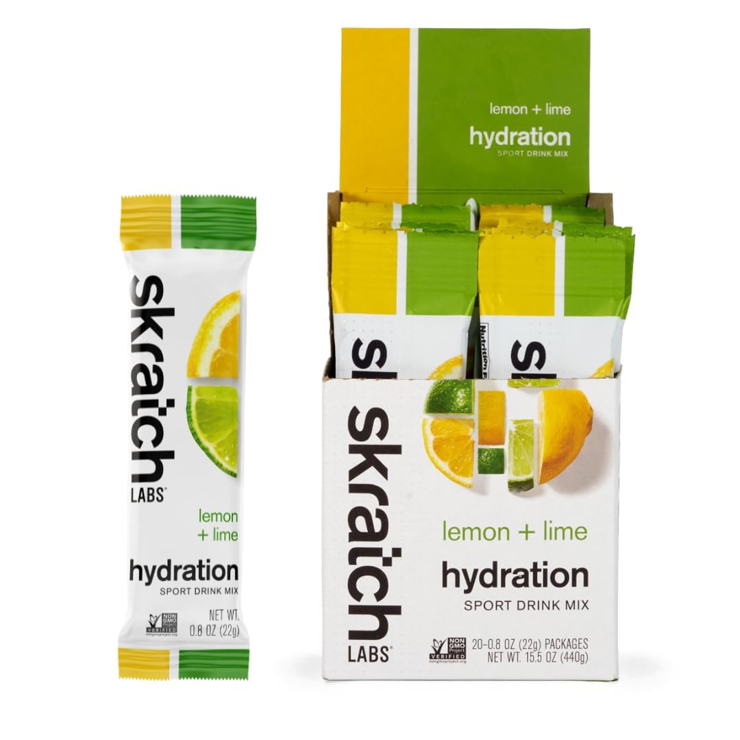 Skratch Labs empaque frontal lemon lime mostrando claridad y beneficio refrescante
