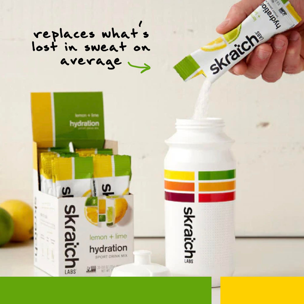 Skratch Labs bebida mezclada en vaso demostrando hidratación inmediata